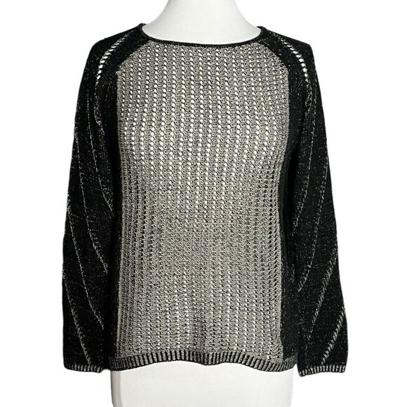 FEVER LIGHTWEIGHT Mixed Cotton Blend Knit Hi-Low Hem Pullover Crewneck Sweater - Picture 4 of 9